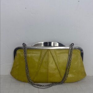 Hobo Light Green Leather Clutch Handbag